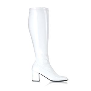 Funtasma Gogo-300X White Stretch Pat Wide Width Gogo Boot 3 Inch Size 12