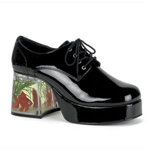 Funtasma Pimp-02 Black Pat Men Platform With Floating Fish 3.5 Inch Size XL