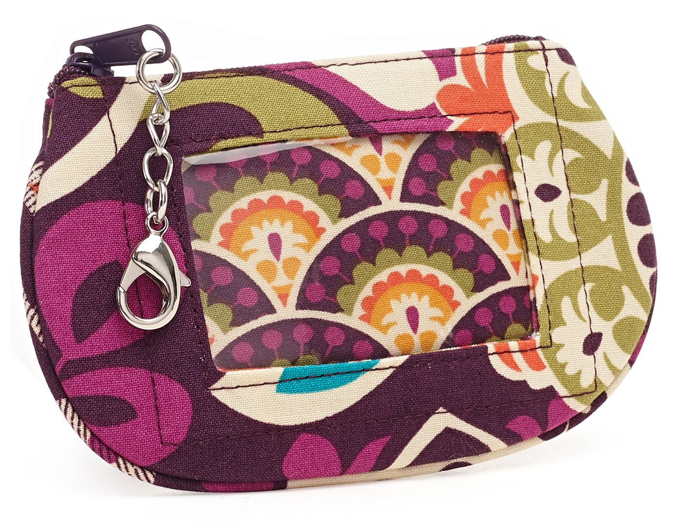 Vera Bradley Plum Crazy Clip Zip ID Case 5.5'' x 3.25''