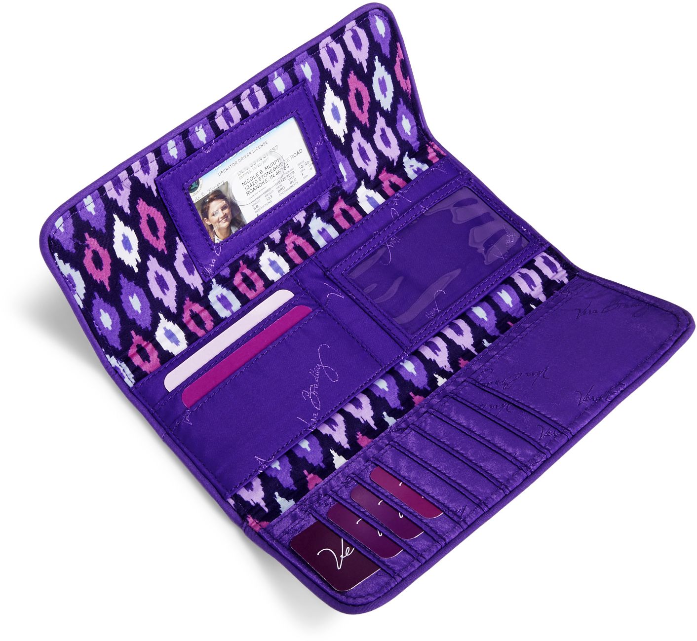 Vera Bradley Lilac Tapestry Trifold Wallet