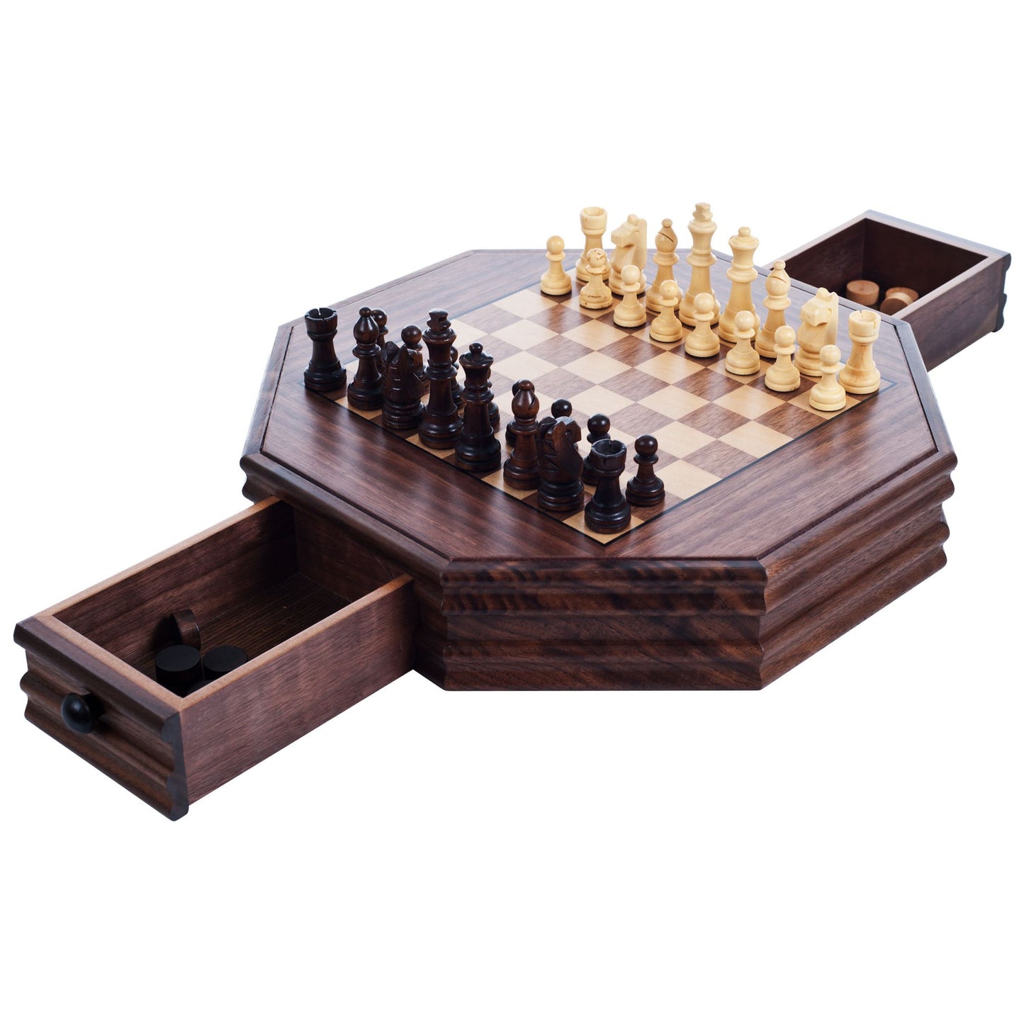 Trademark Games? 12-120801 Trademark Games Octagonal Chess and Checkers Set