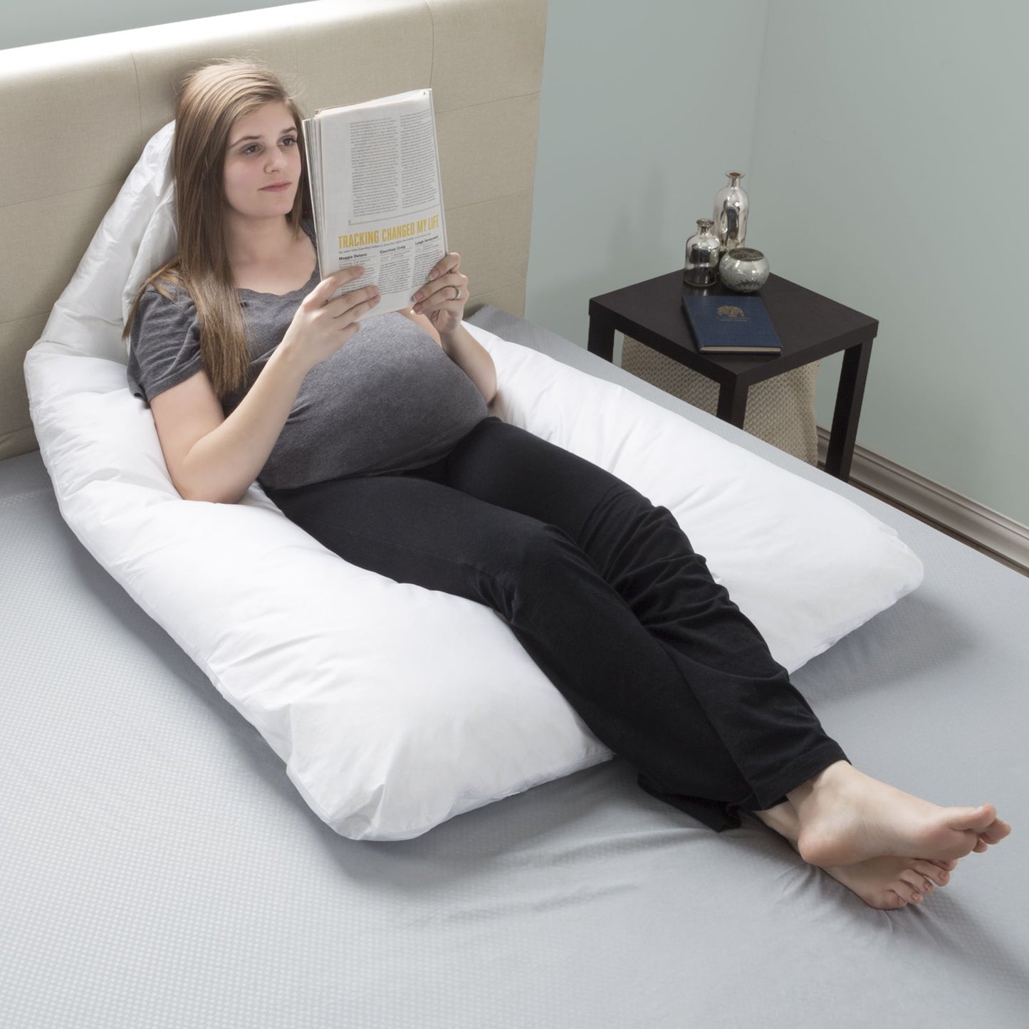 Pregnancy Pillow, Full Body Maternity Pillow with Contoured U-Shape by Lavish Home, Back Support