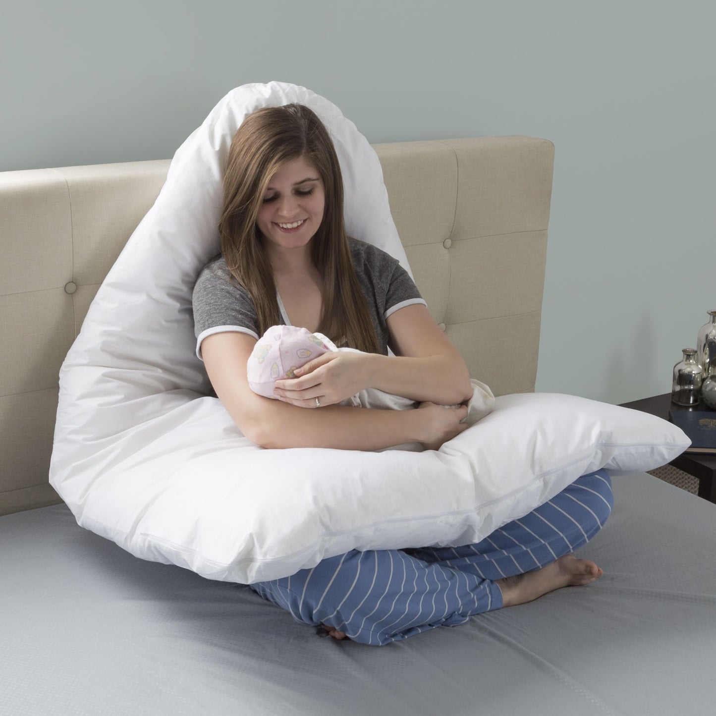 Pregnancy Pillow, Full Body Maternity Pillow with Contoured U-Shape by Lavish Home, Back Support