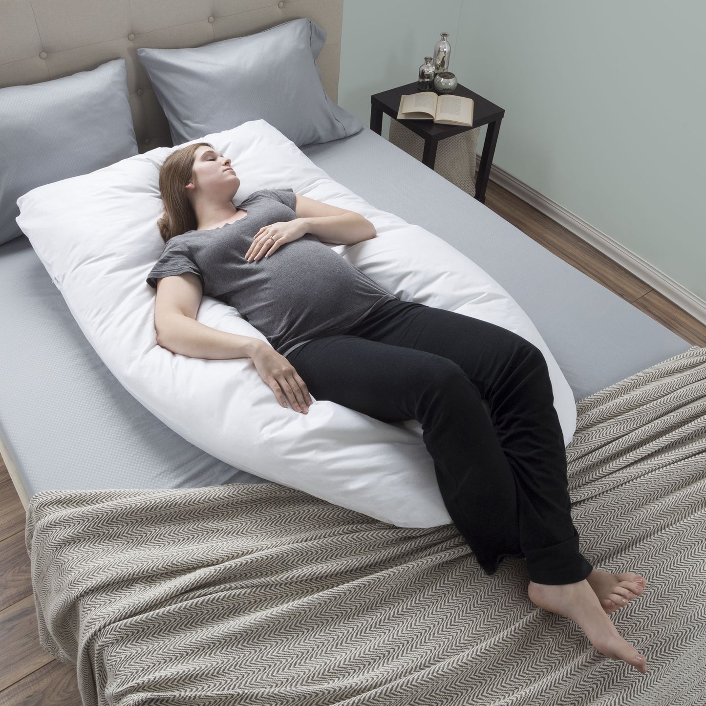 Pregnancy Pillow, Full Body Maternity Pillow with Contoured U-Shape by Lavish Home, Back Support