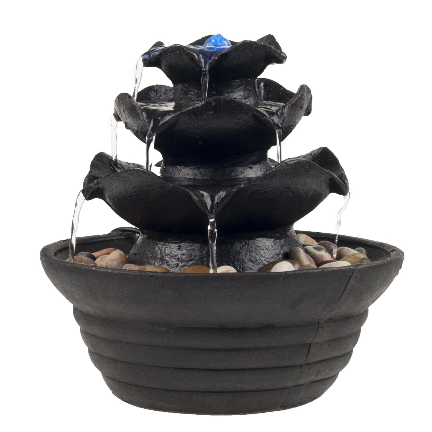 Pure Garden Three Tier Cascading Tabletop Fountain with LED Lights