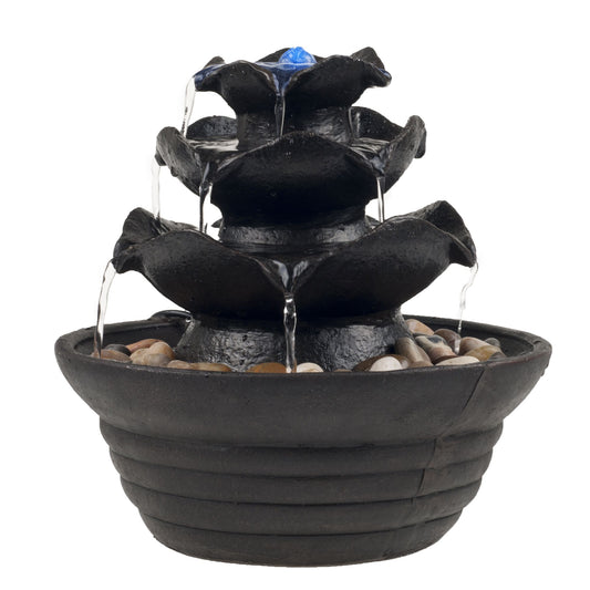 Pure Garden Three Tier Cascading Tabletop Fountain with LED Lights