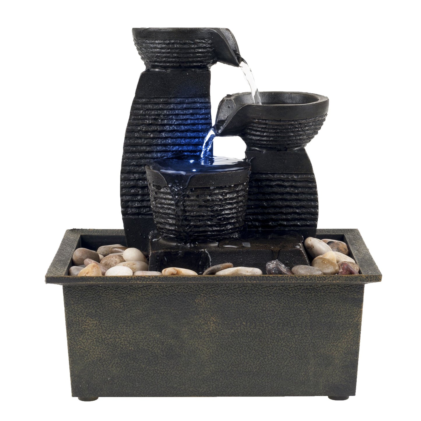 Pure Garden Triple Jug Tabletop Fountain with LED Lights