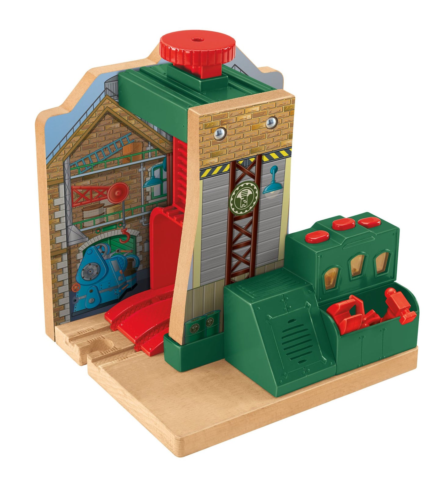 Fisher-Price Thomas the Train Wooden Railway Steamworks Lift and Repair Train Set