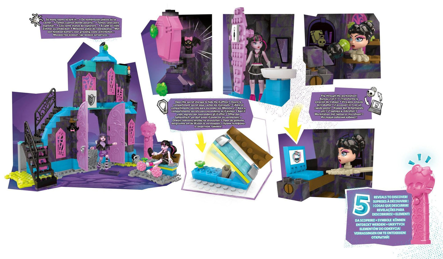 Mega Bloks Monster High School Fang Out School Play Set w/Draculaura and Elissabat Dolls
