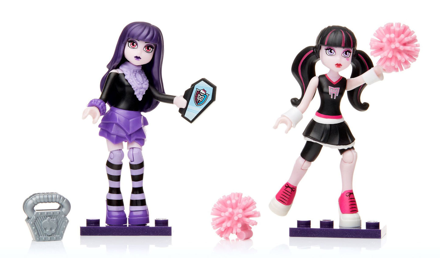 Mega Bloks Monster High School Fang Out School Play Set w/Draculaura and Elissabat Dolls