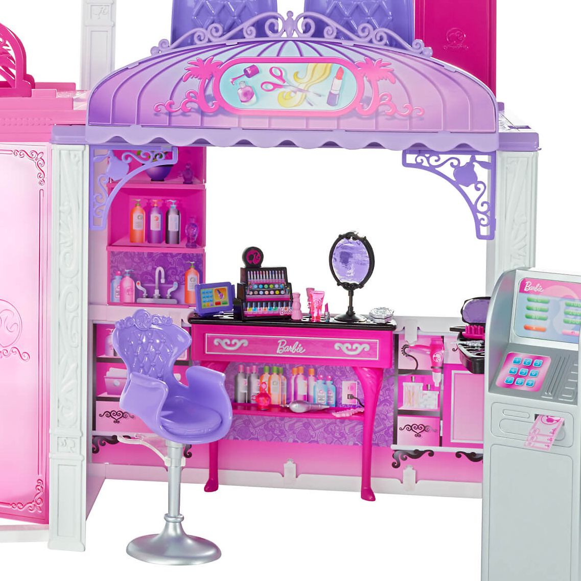 Barbie Malibu Ave 2-Story Mall with 2 Dolls - (50+ Pieces, 2' Tall, 4' Wide)