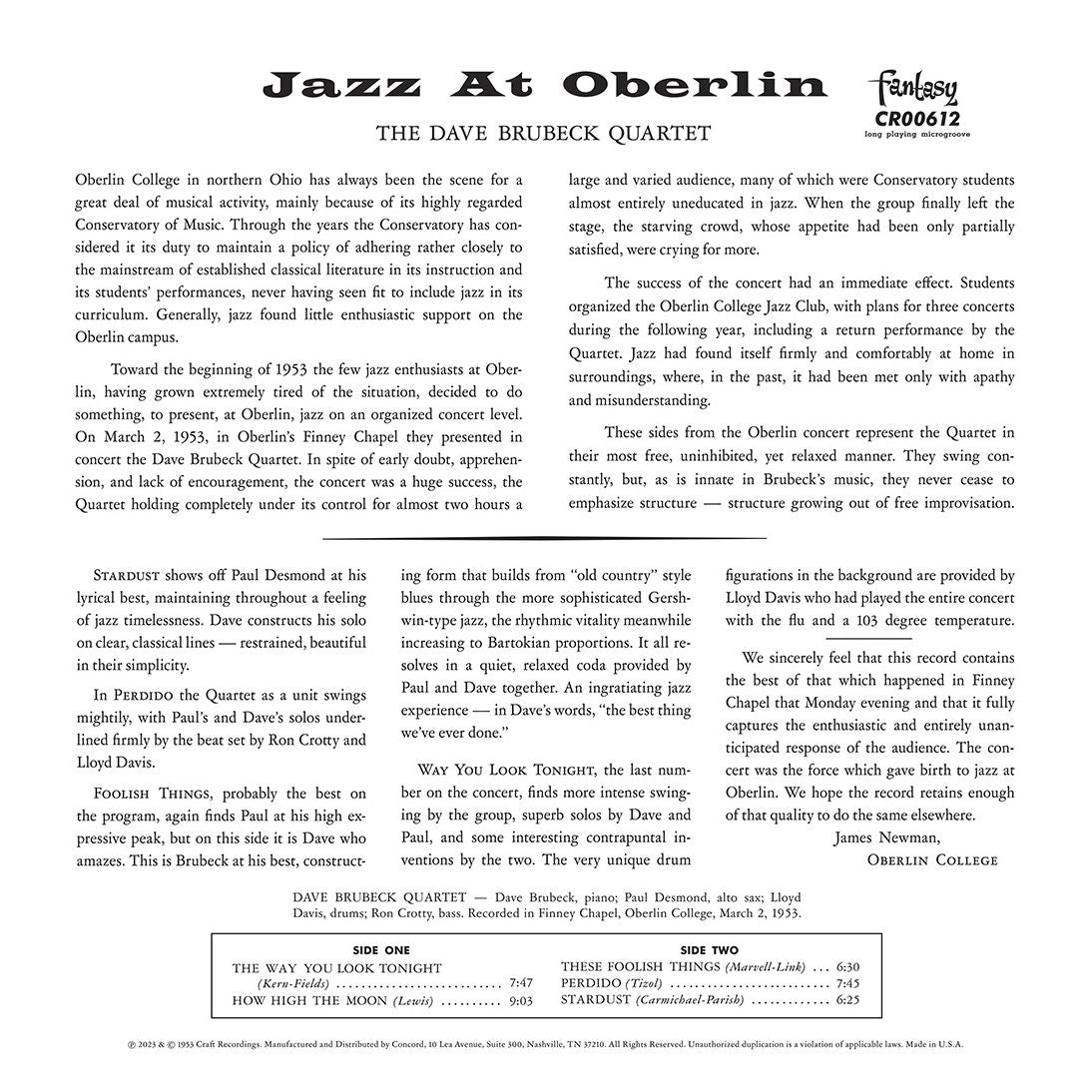 Jazz At Oberlin (Original Jazz Classics Series)