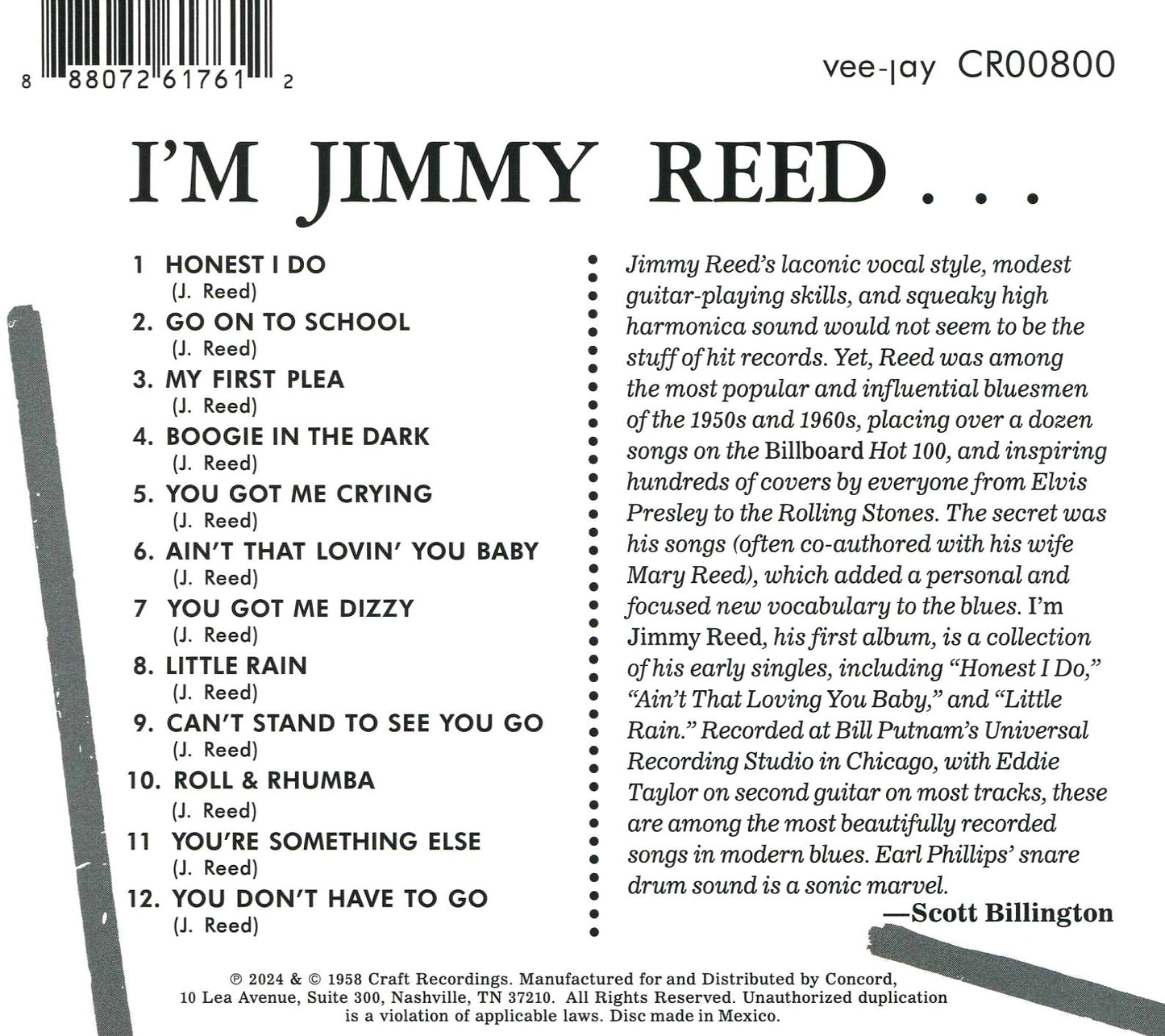 I'm Jimmy Reed [Bluesville Acoustic Sounds Series]