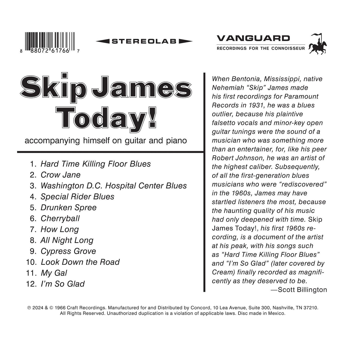 Today! (Bluesville Acoustic Sounds Series) (Skip James)