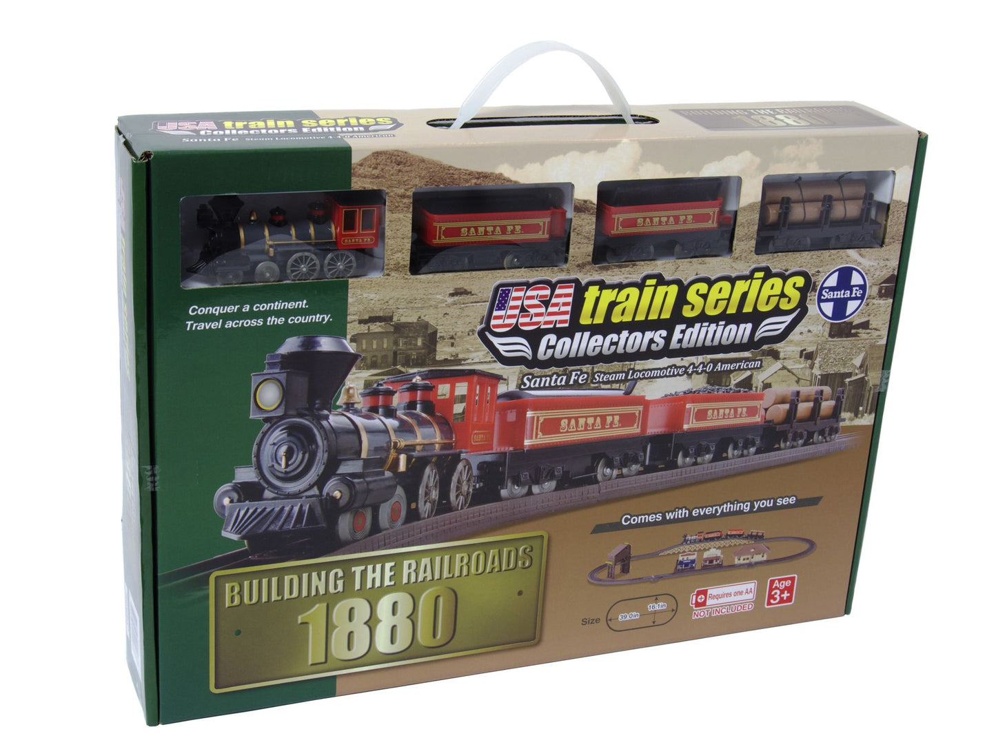 LEC 1880 Santa Fe Steam Locomotive 4-4-0 American Battery Operated Train Set