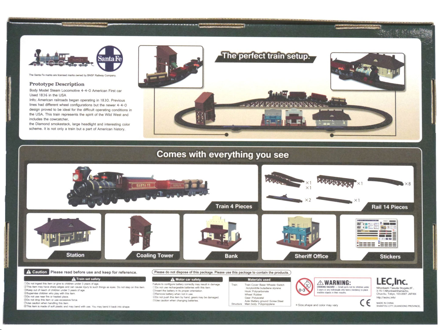 LEC 1880 Santa Fe Steam Locomotive 4-4-0 American Battery Operated Train Set