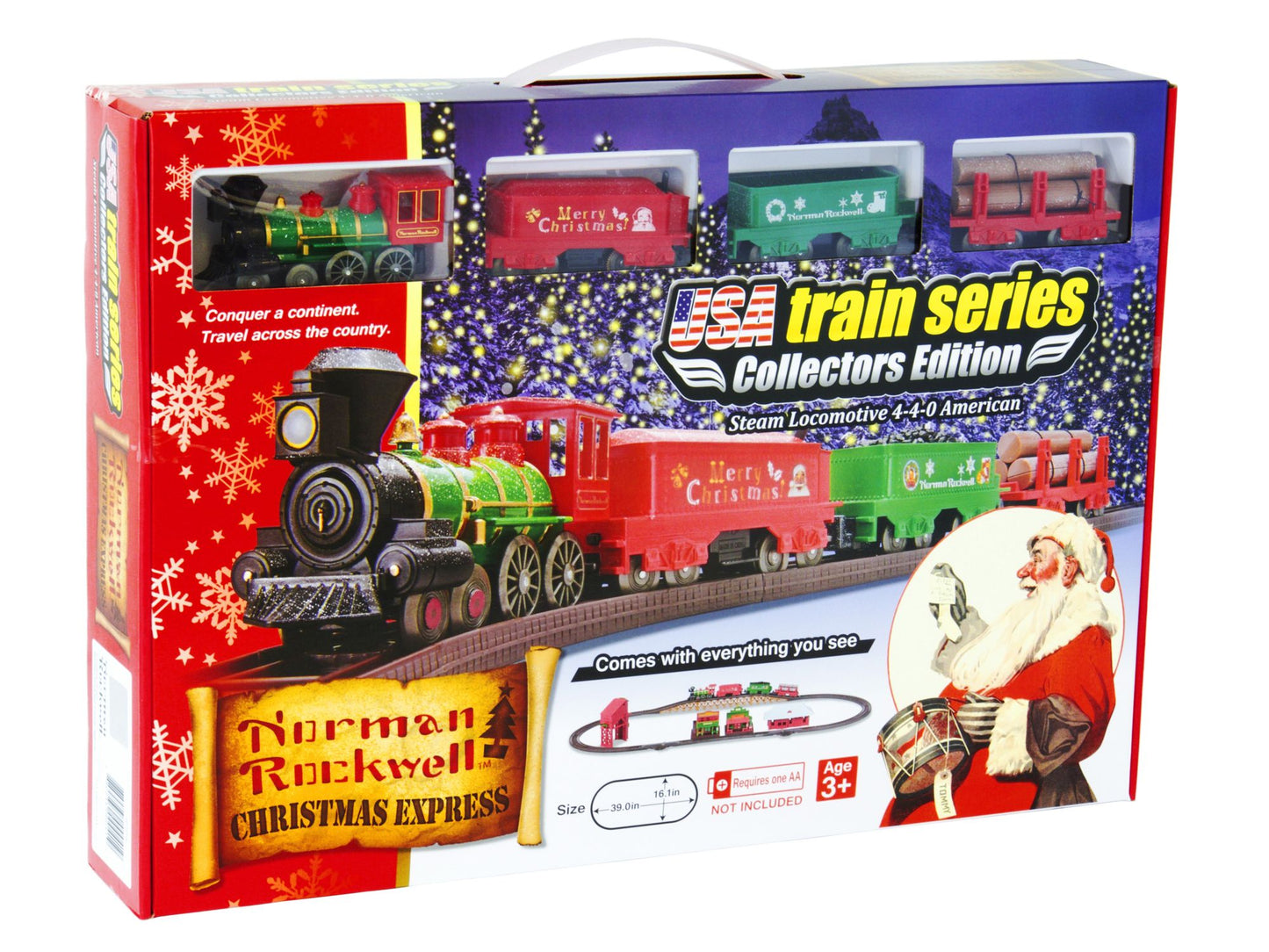LEC Norman Rockwell Christmas Steam Locomotive American 4-4-0 Battery Operated Train Set