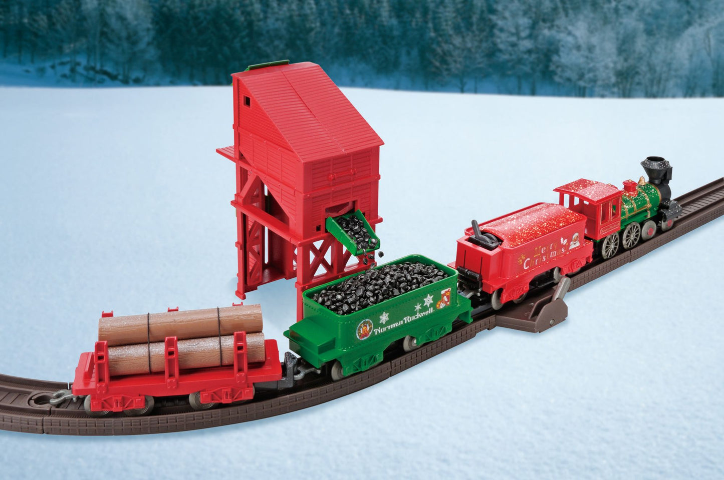 LEC Norman Rockwell Christmas Steam Locomotive American 4-4-0 Battery Operated Train Set