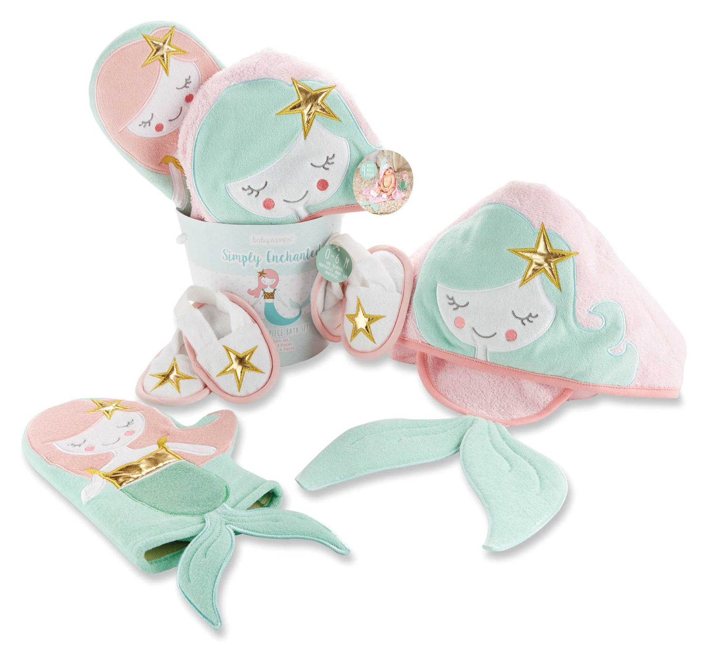 Simply Enchanted Mermaid 4-Piece Bathtime Gift Set