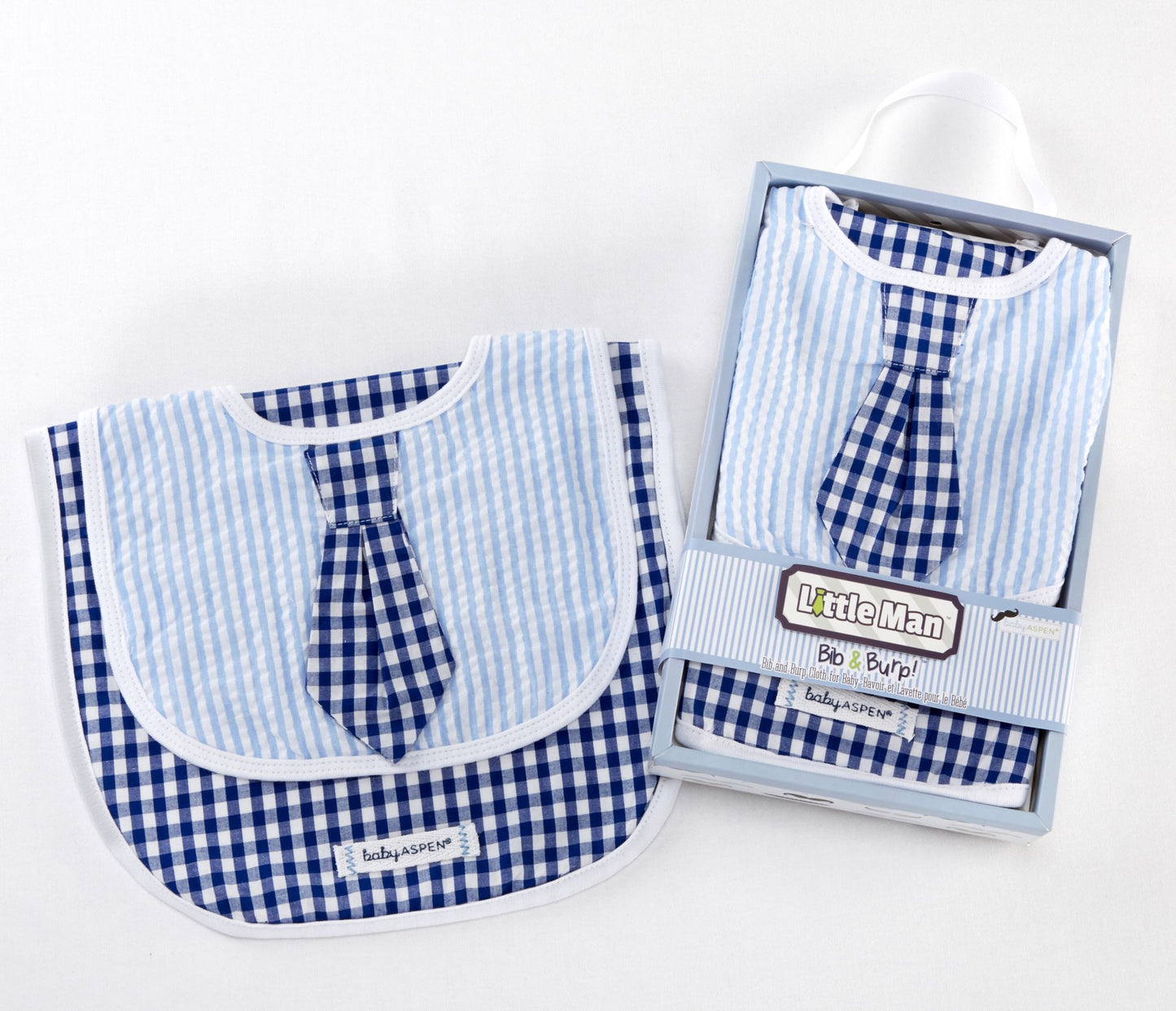 Blue Little Man Bib & Burp