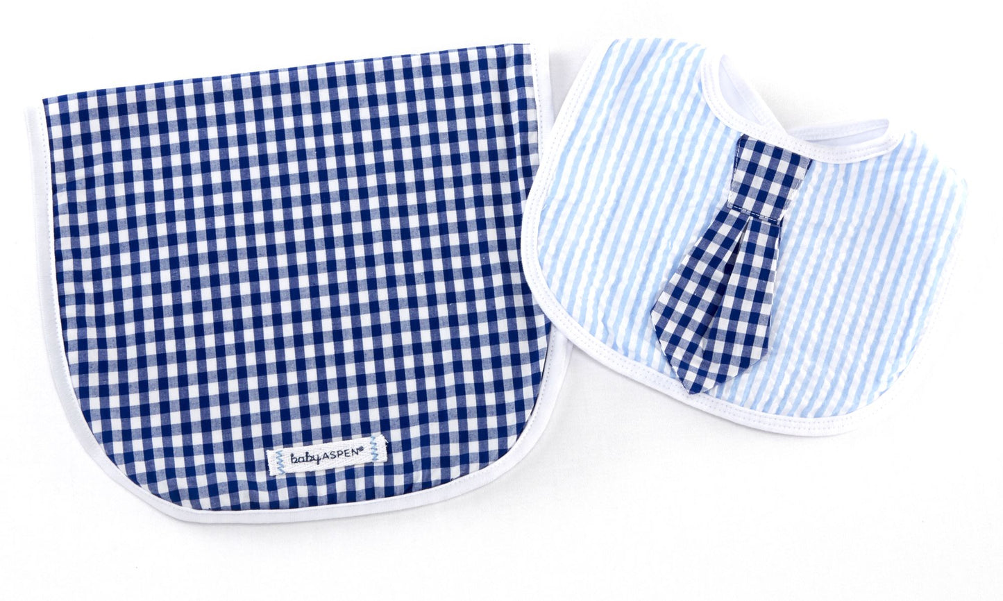 Blue Little Man Bib & Burp