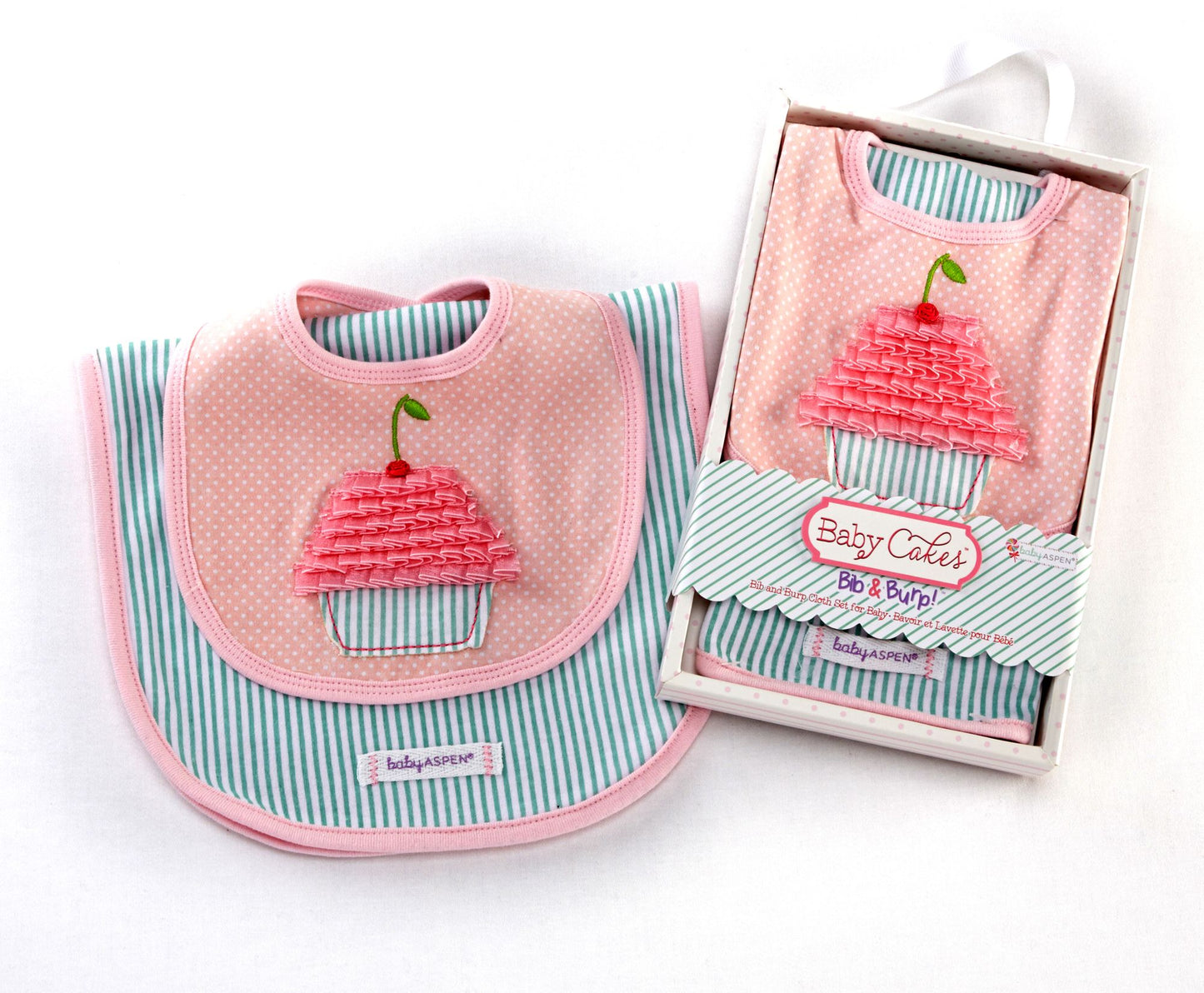 Pink Baby Cakes Bib & Burp