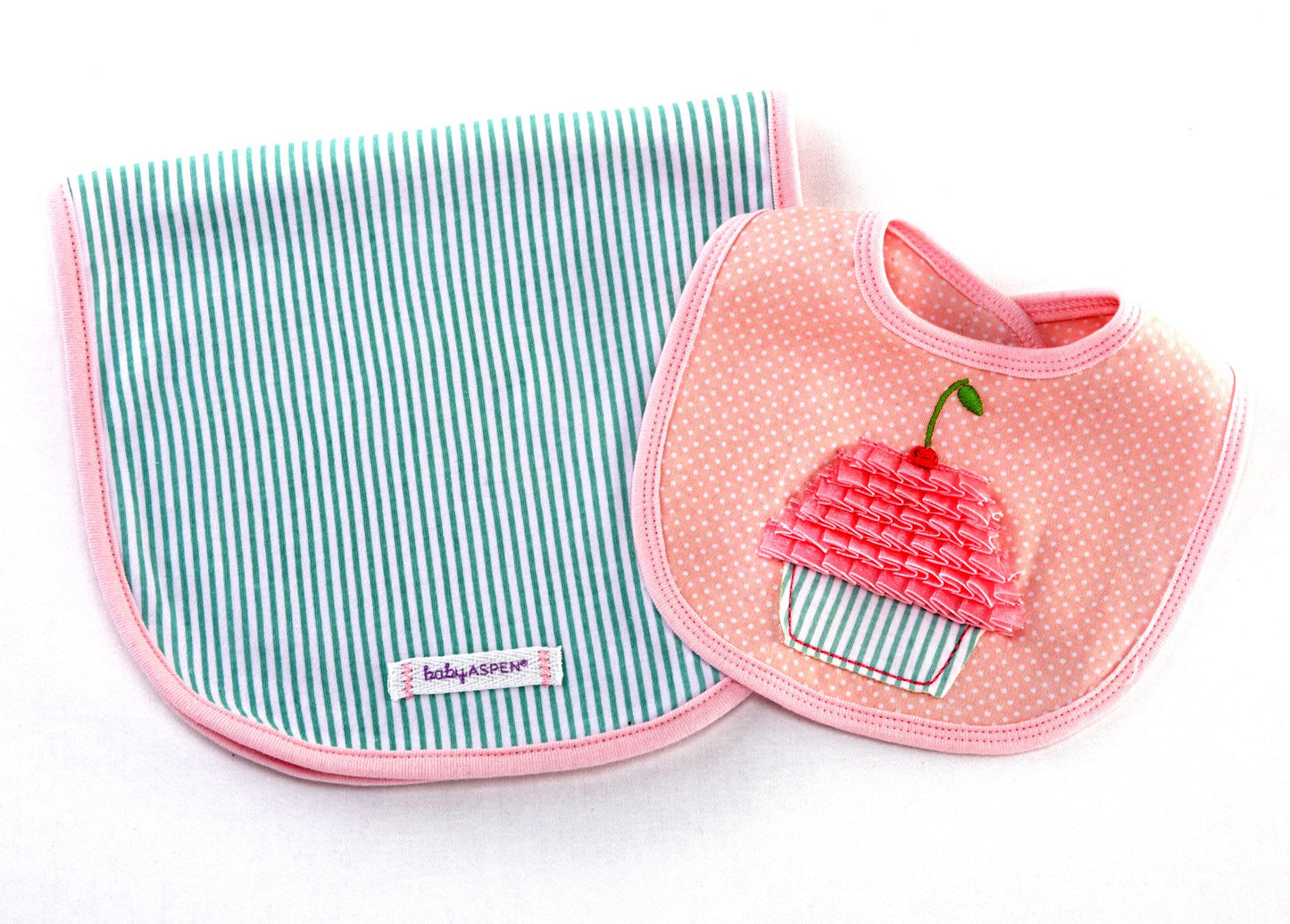 Pink Baby Cakes Bib & Burp