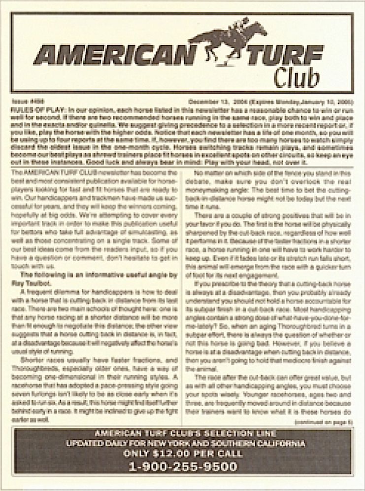 American Turf Club - One Year Subscription