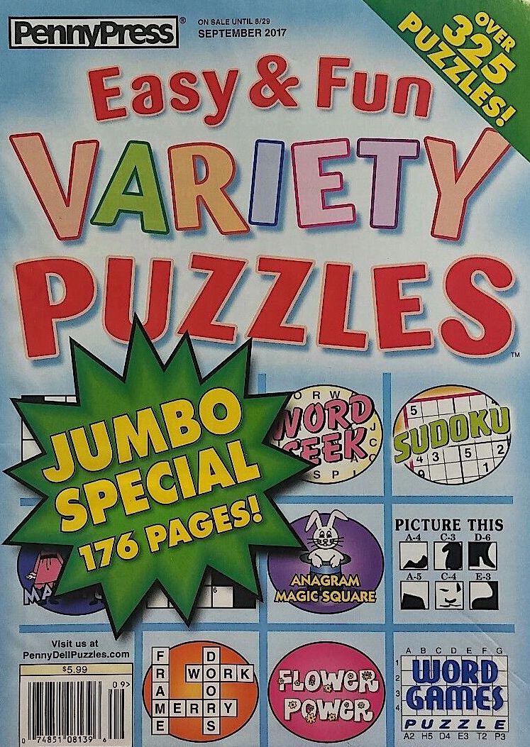 Easy & Fun Variety Puzzles - One Year Subscription