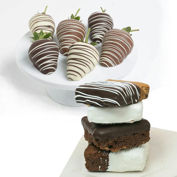 10 pc. Belgian Chocolate Covered Strawberries & Brownies Assortment