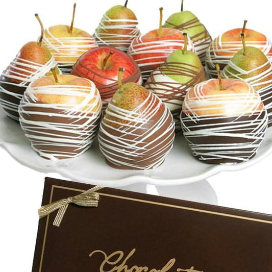 12 Gourmet Belgian Chocolate Apples & Pears