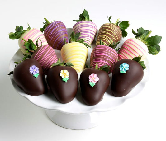 12 Pastel Belgian Chocolate Covered Strawberries Assortment