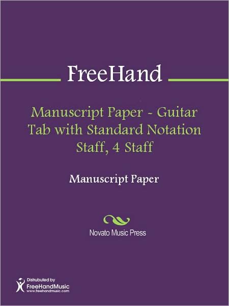 Manuscript Paper - Guitar Tab with Standard Notation Staff, 4 Staff