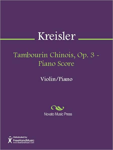 Tambourin Chinois, Op. 3 - Piano Score