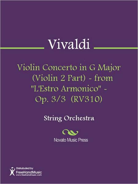Violin Concerto in G Major (Violin 2 Part) - from "L'Estro Armonico" - Op. 3/3 (RV310)