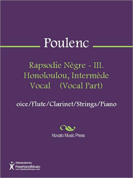 Rapsodie Negre - III. Honoloulou, Intermede Vocal (Vocal Part)