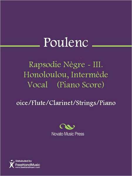 Rapsodie Negre - III. Honoloulou, Intermede Vocal (Piano Score)