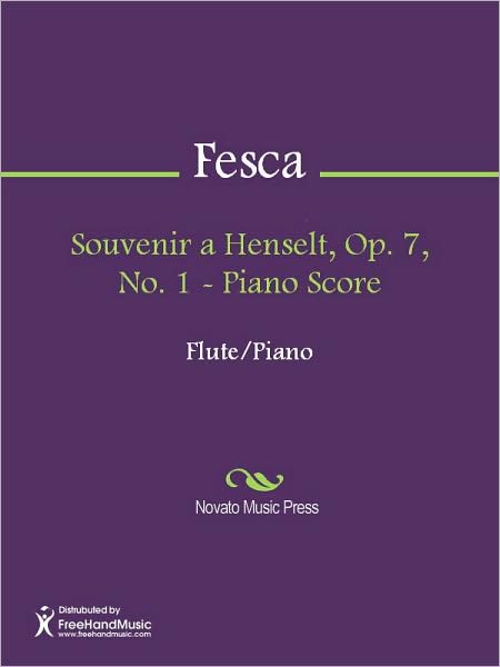 Souvenir a Henselt, Op. 7, No. 1 - Piano Score