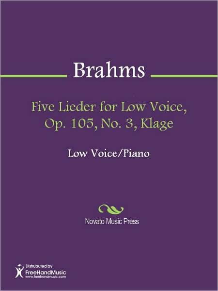 Five Lieder for Low Voice, Op. 105, No. 3, Klage