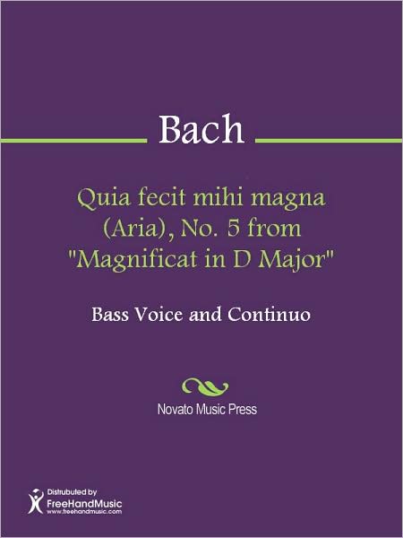 Quia fecit mihi magna (Aria), No. 5 from "Magnificat in D Major"