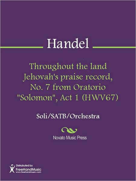 Throughout the land Jehovah's praise record, No. 7 from Oratorio "Solomon", Act 1 (HWV67)
