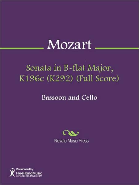 Sonata in B-flat Major, K196c (K292) (Full Score)