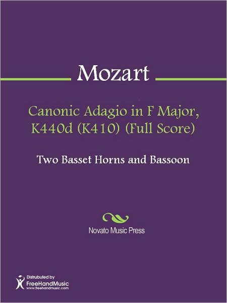 Canonic Adagio in F Major, K440d (K410) (Full Score)