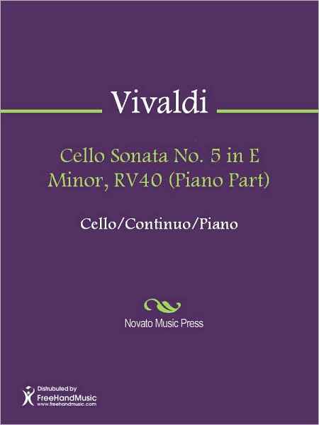 Cello Sonata No. 5 in E Minor, RV40 (Piano Part)