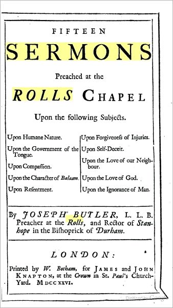 Fifteen Sermons Preached at the Rolls Chapel.