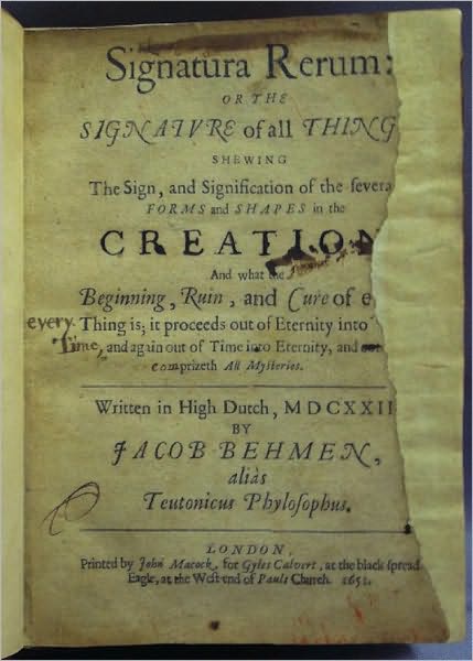 SIGNATURA RERUM; THE SIGNATURE OF ALL THINGS