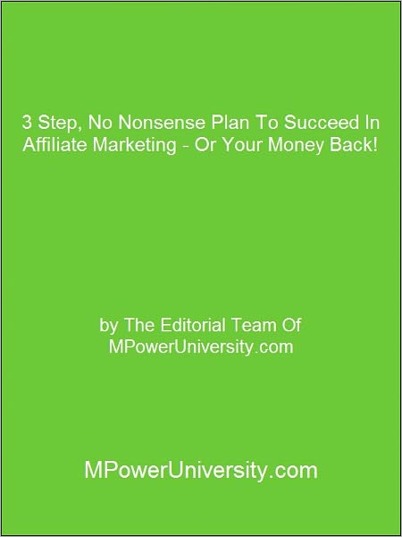 3 Step, No Nonsense Plan To Succeed In Affiliate Marketing - Or Your Money Back!