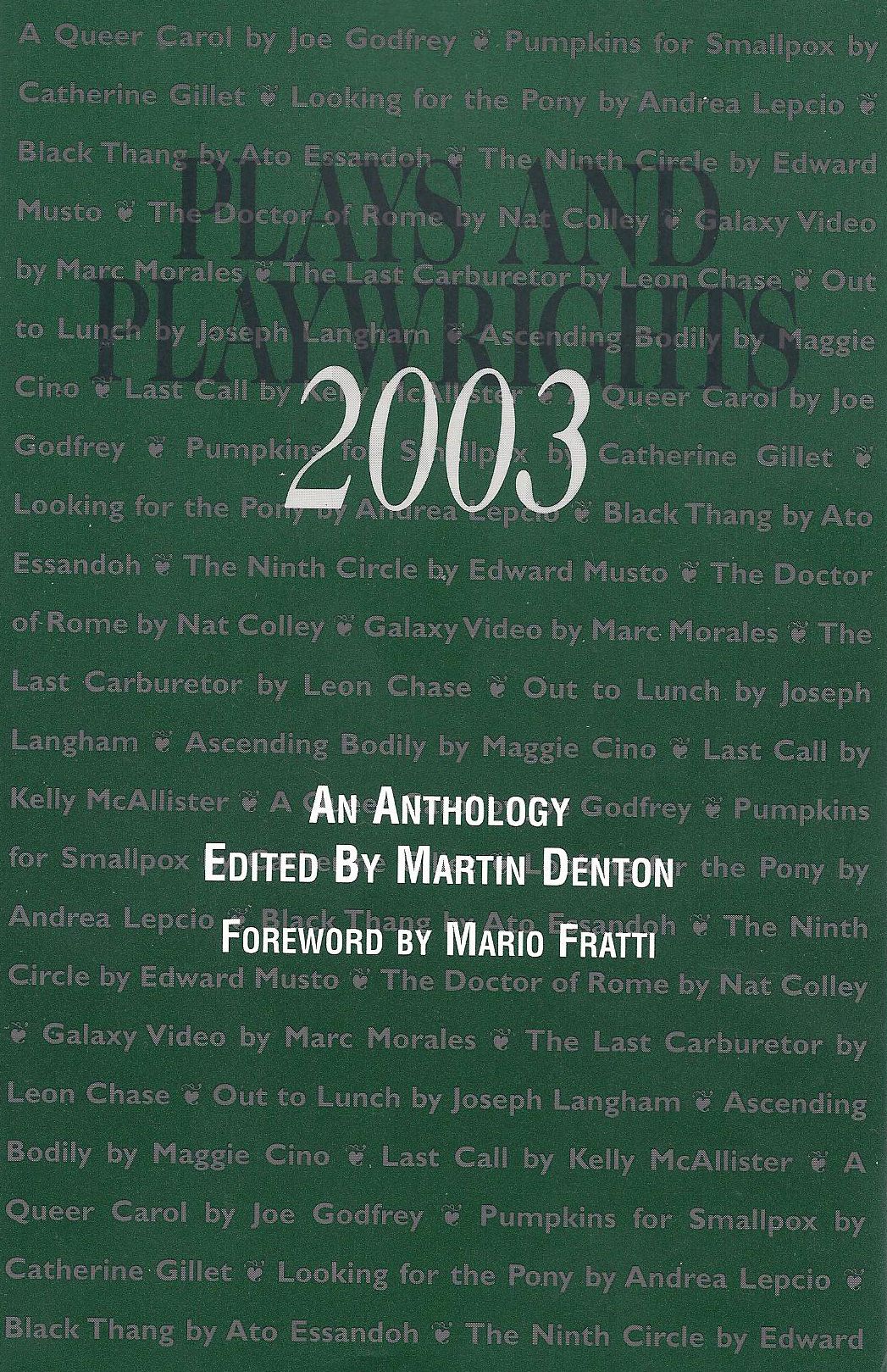 Plays and Playwrights 2003