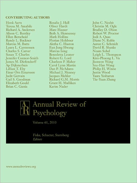 Annual Review of Psychology, Vol. 61