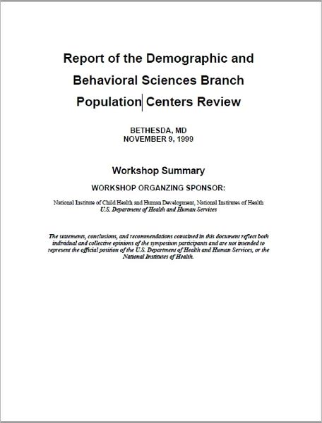 Report of the Demographic and Behavioral Sciences Branch (DBSB) Population Centers Review